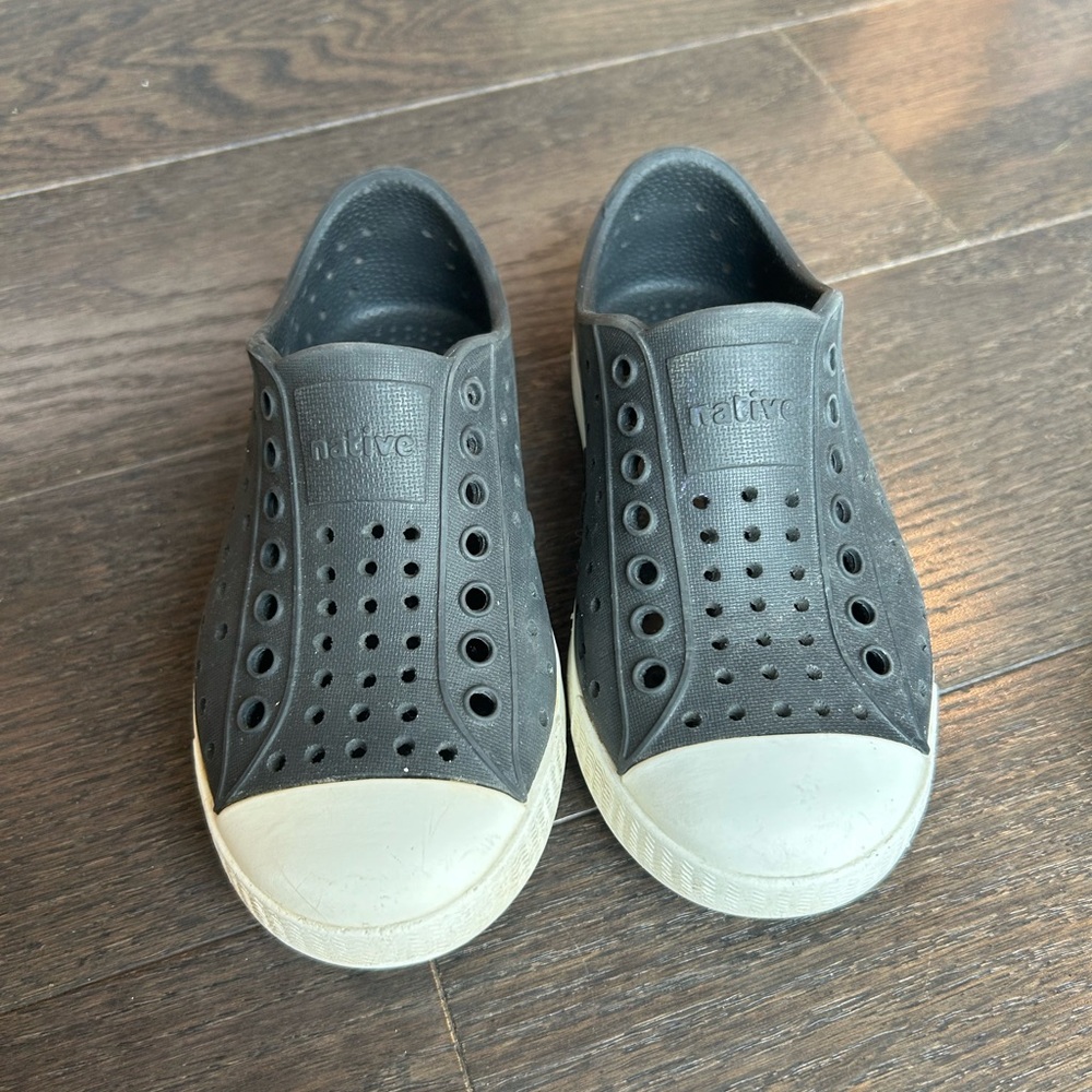 Native Kids Black and White Slip-On Sneakers